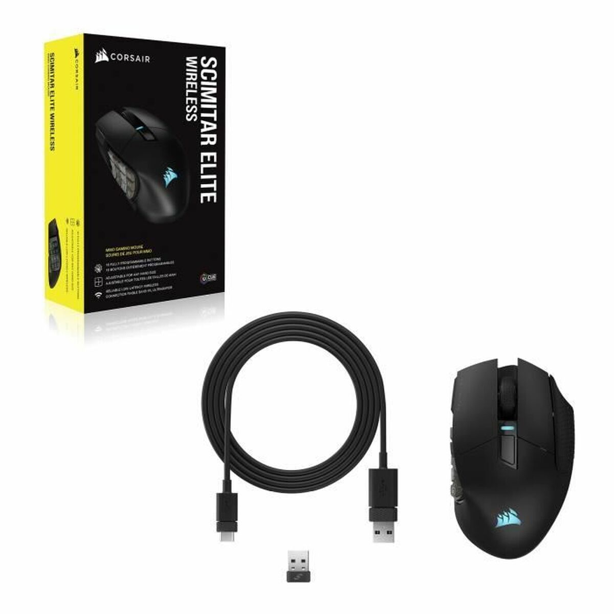 Drahtlose Bluetooth Maus Corsair SCIMITAR ELITE RGB Schwarz